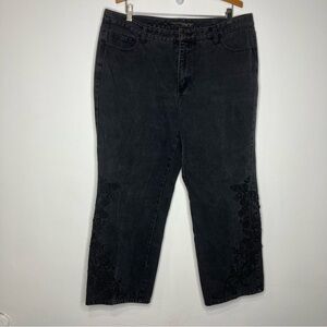 Venezia black jeans with leg embroidery size 20